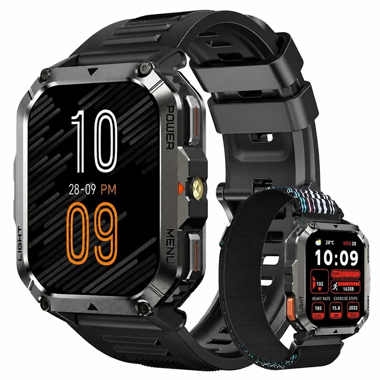 Men's Smartwatch with Bluetooth Calling, 900mAh Battery, 1.45" Waterproof, LED Light, Compass, Black