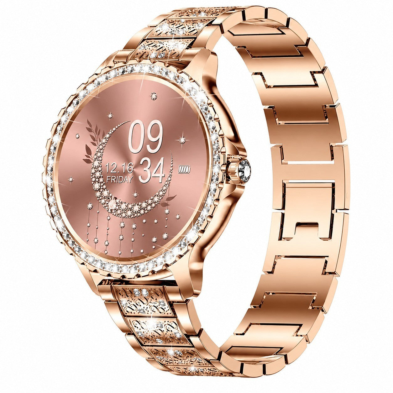 1.32" HD Smartwatch, Rose Gold, Stainless Steel & Silicone, 30-Day Battery, Women's