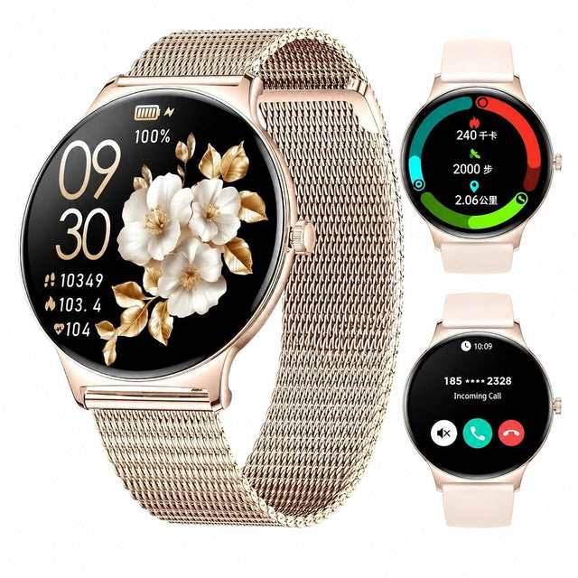 Women's Smartwatch with Bluetooth Calling, 1.43" AMOLED Fitness Tracker, 100+ Sports Modes, IP68 Waterproof