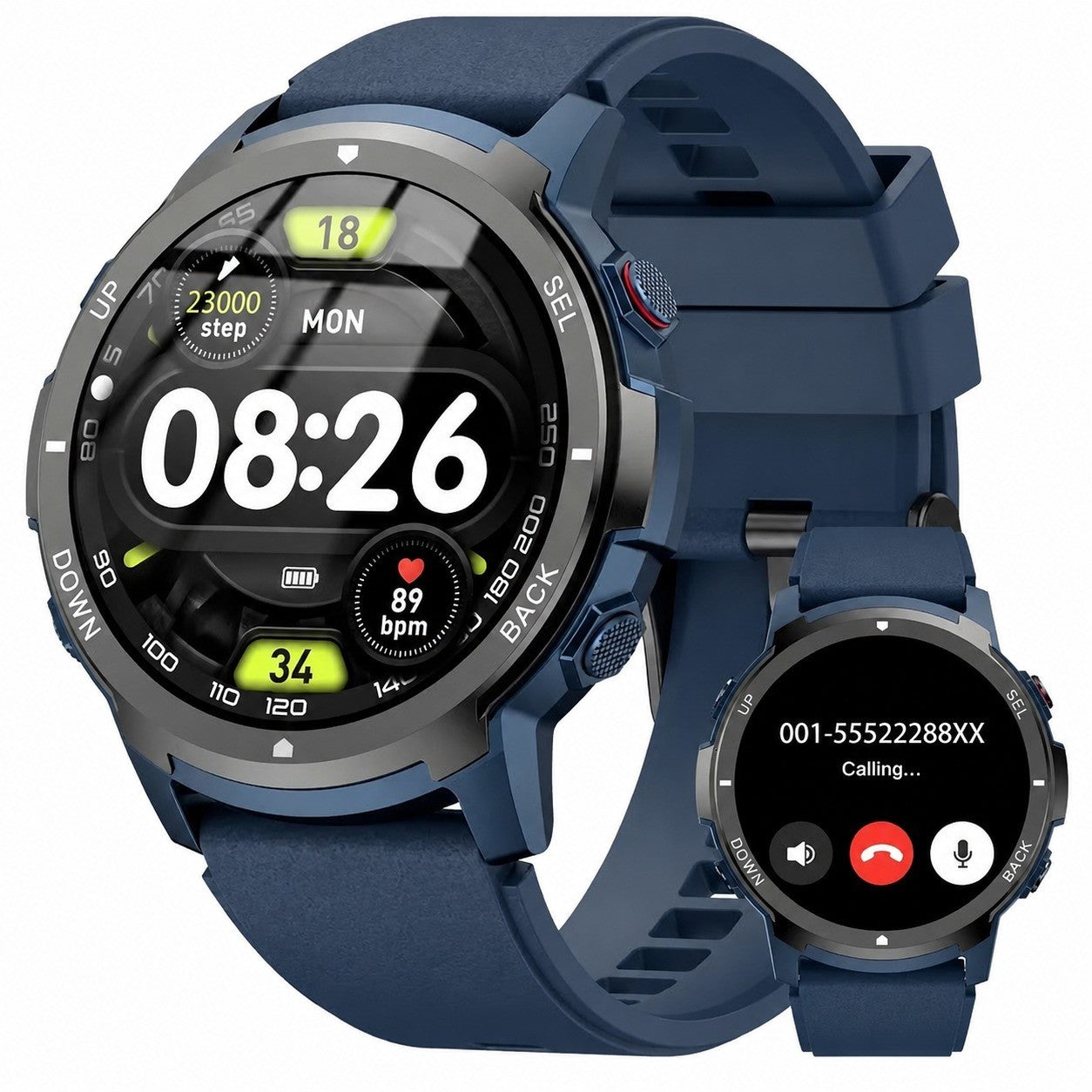 Men's Smartwatch 1.43" Touchscreen, 5ATM Waterproof, Blood Pressure & Heart Rate Monitor, Pedometer