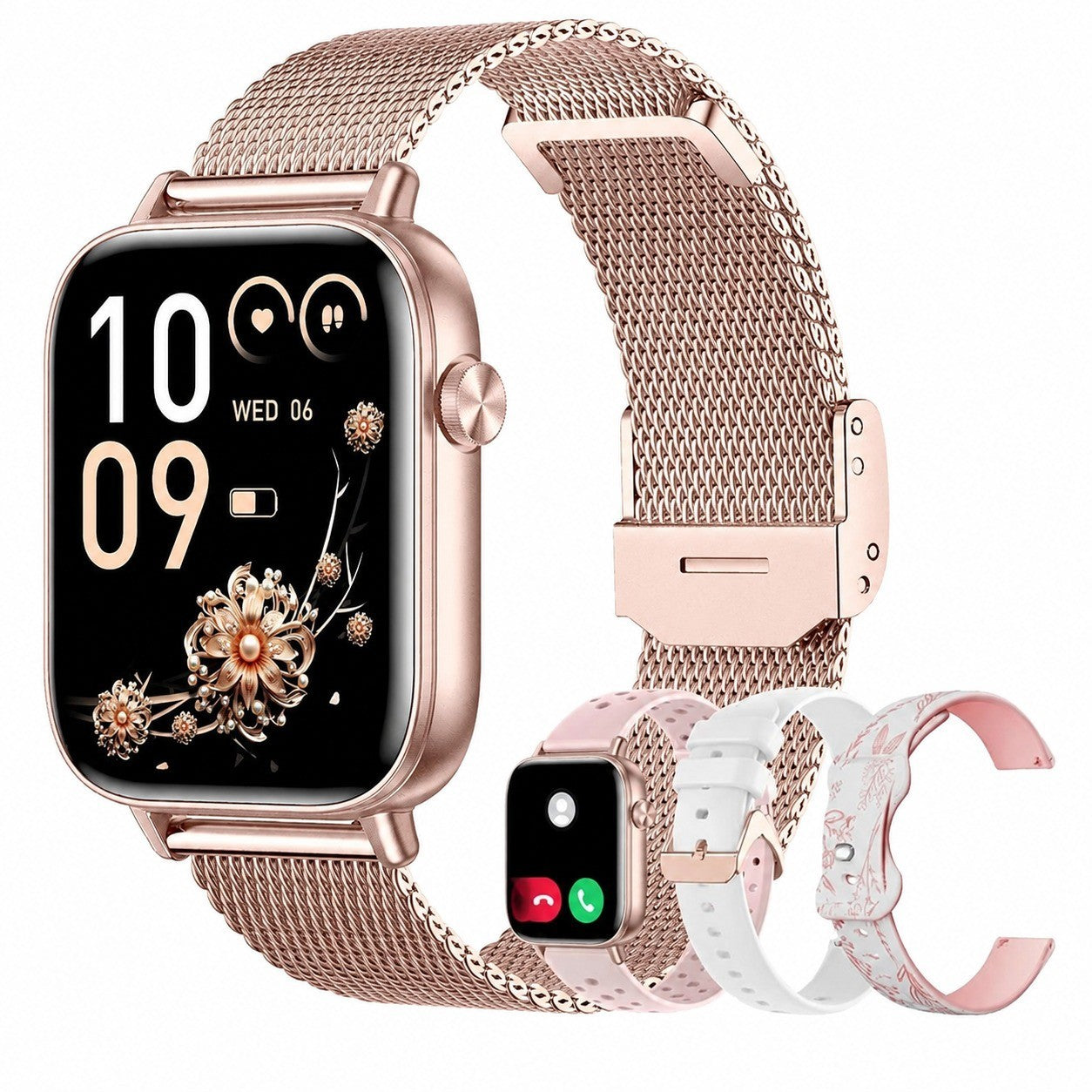 Women's Smartwatch, 1.83" HD, Rose Gold, 4 Straps, 110+ Sports Modes, Heart Rate, SpO2, Sleep Tracking