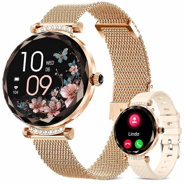 Women's Smartwatch with Bluetooth Calling, 1.19" AMOLED, 2 Straps, 100+ Sports Modes, Heart Rate Monitor