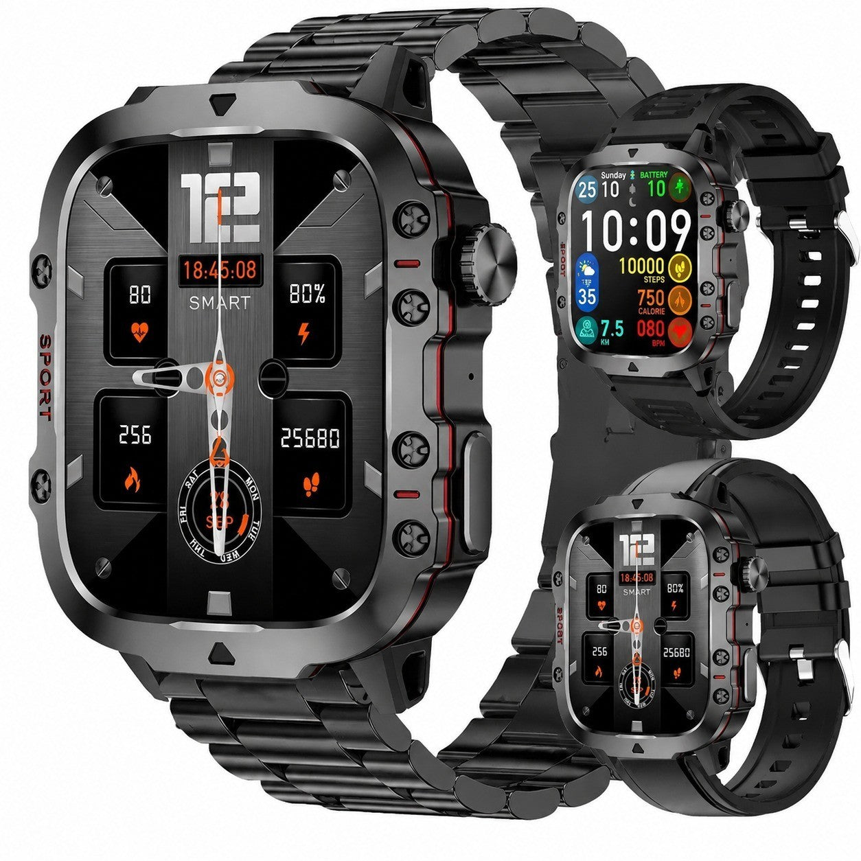 Men's Smartwatch with Bluetooth Calling, 1.96" AMOLED, 123 Sports Modes, 5ATM Water Resistant, Activity Tracker