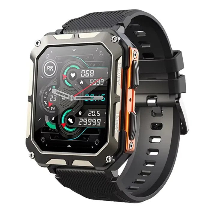 Waterproof Smartwatch, Black, 380mAh, IP68, Touchscreen, 22cm Strap, 3BAR, Men