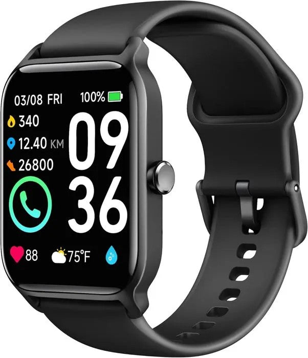 Smartwatch with Alexa, 1.8" Touch Screen, Make/Answer Calls, Heart Rate Monitor for Women Men