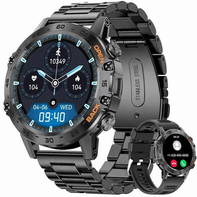 Men's Smartwatch with Bluetooth Calling, 1.39" Waterproof, Heart Rate Monitor, IP67, Light Black