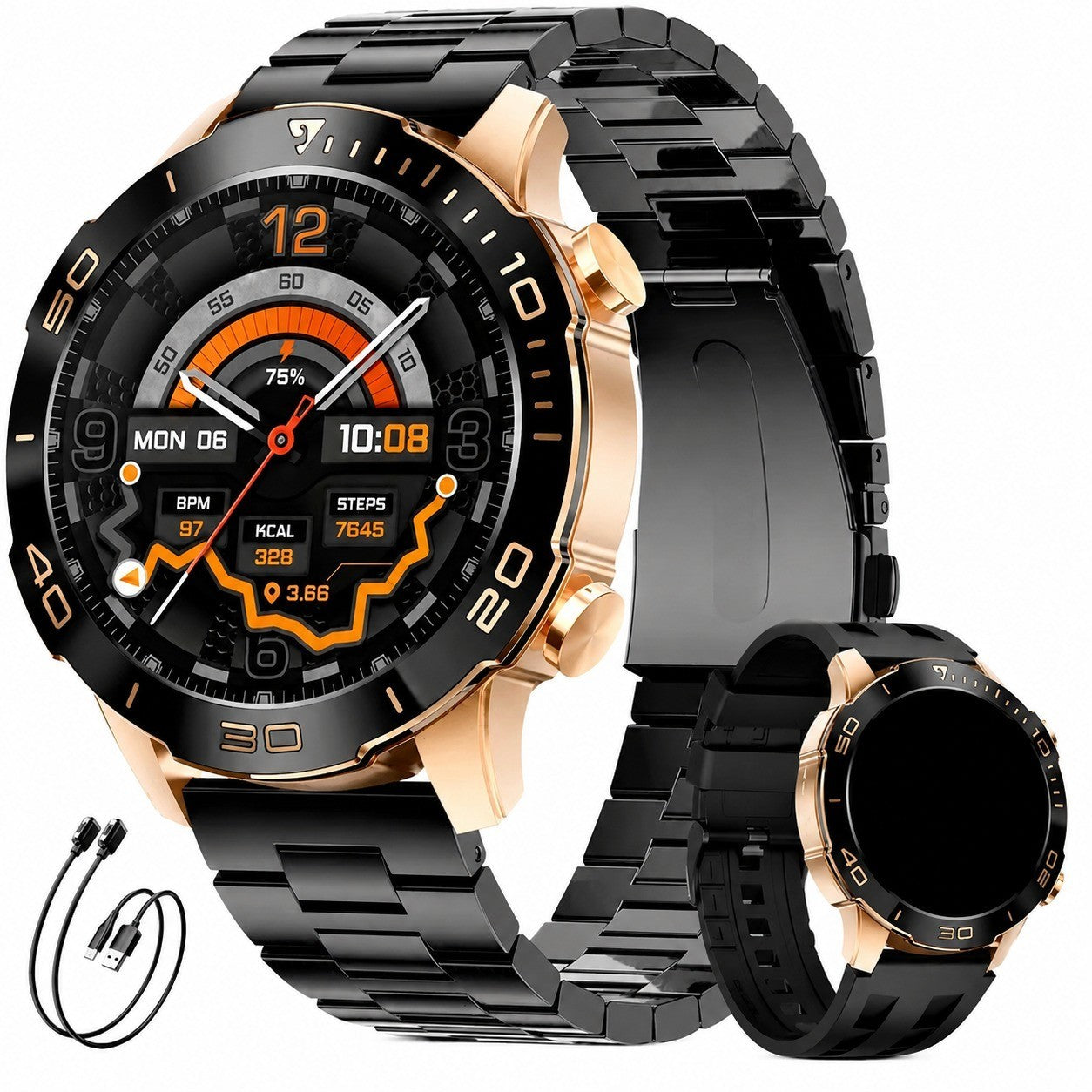 Men's Smartwatch, 1.43" AMOLED Screen, 500mAh Battery, 5ATM Waterproof, Smart Watch for Android iOS