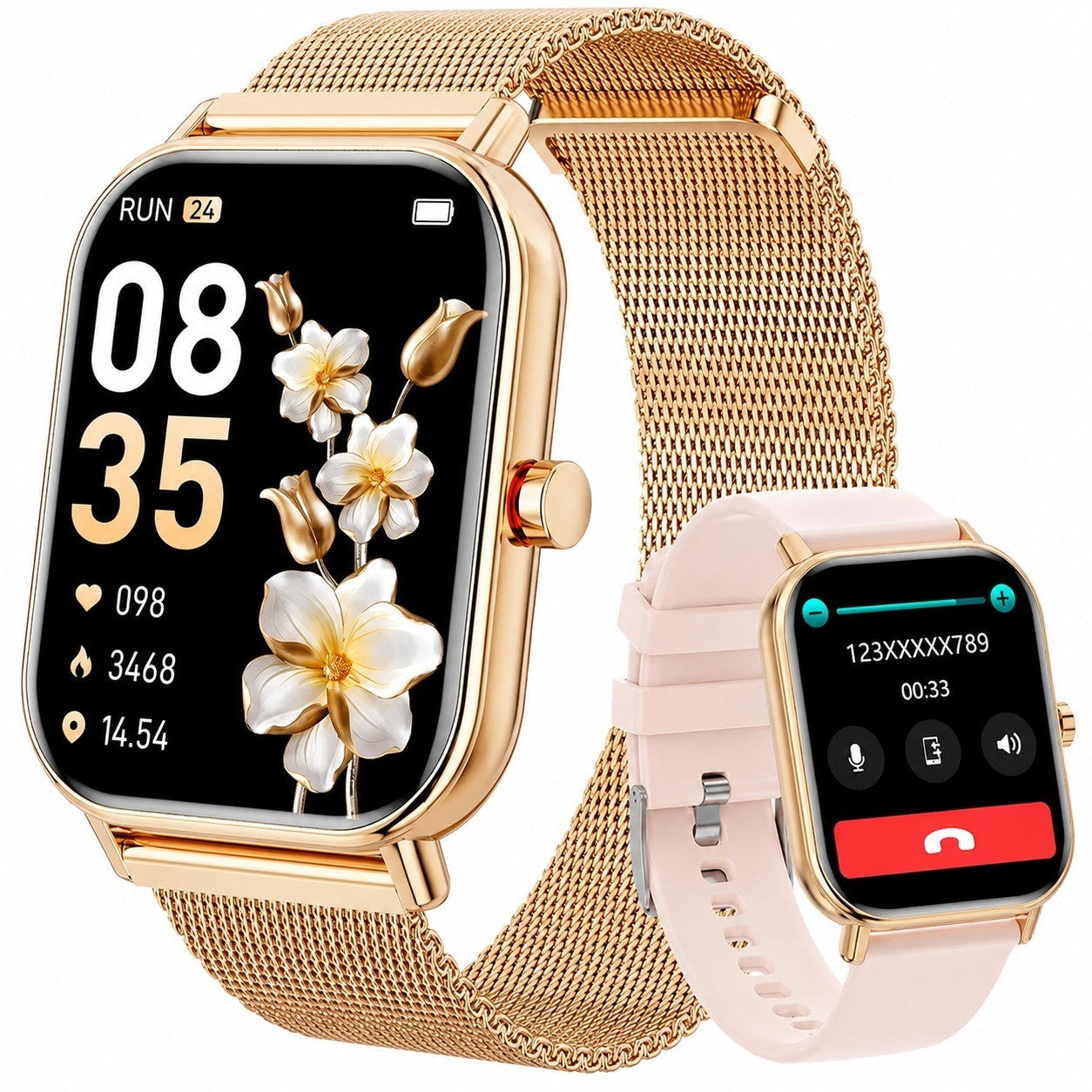 Smartwatch with Bluetooth Calling, 1.85" Screen, Heart Rate, SpO2, Sleep Tracking, Pedometer