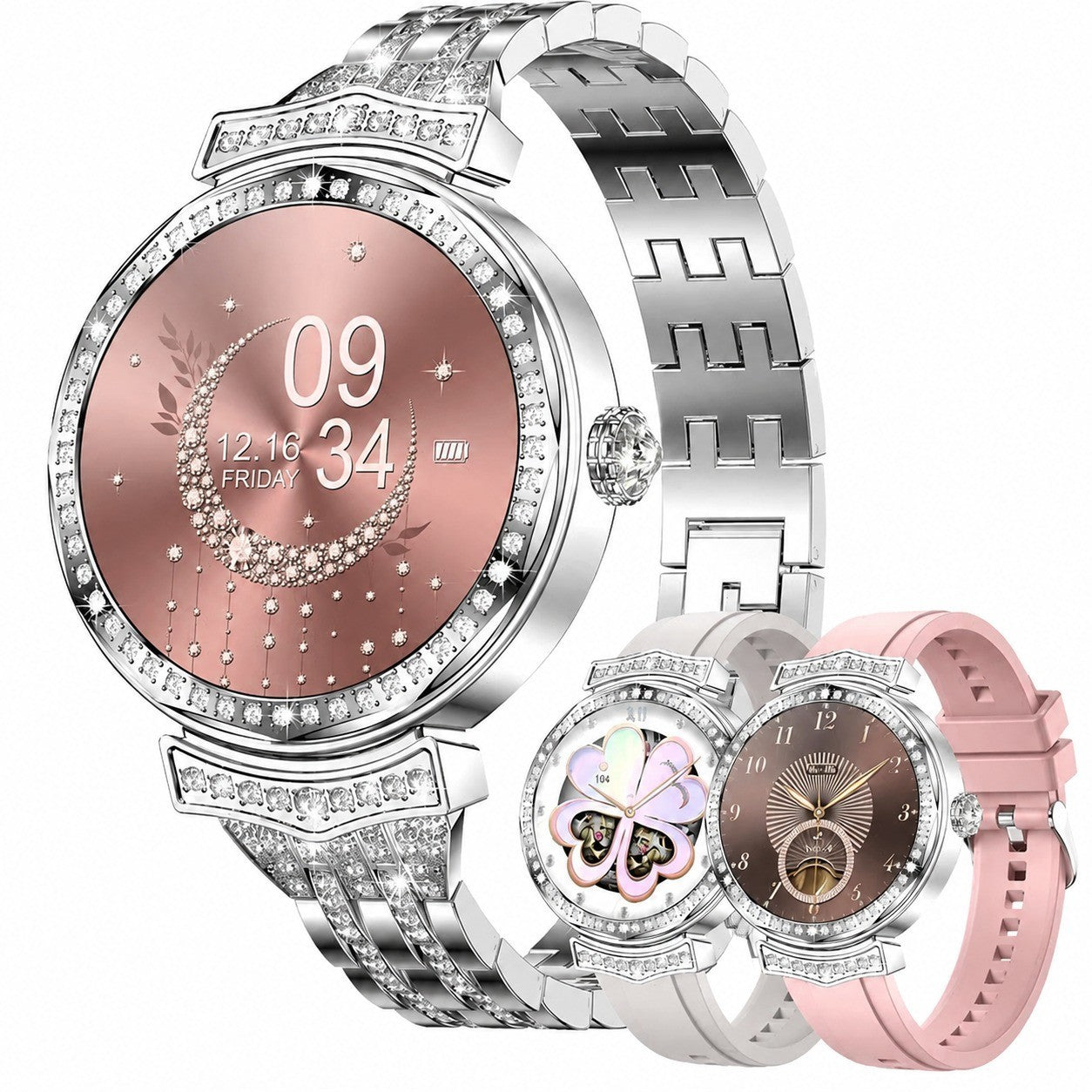 Women's Smartwatch with Bluetooth Calling, 1.32" AMOLED, 123 Sports Modes, SpO2, Heart Rate, Silver