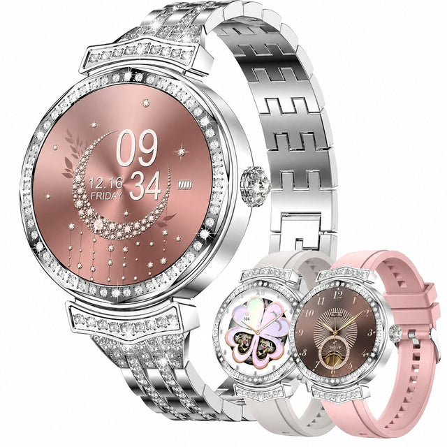Women's Smartwatch with Bluetooth Calling, 1.32" AMOLED, 123 Sports Modes, SpO2, Heart Rate, Silver