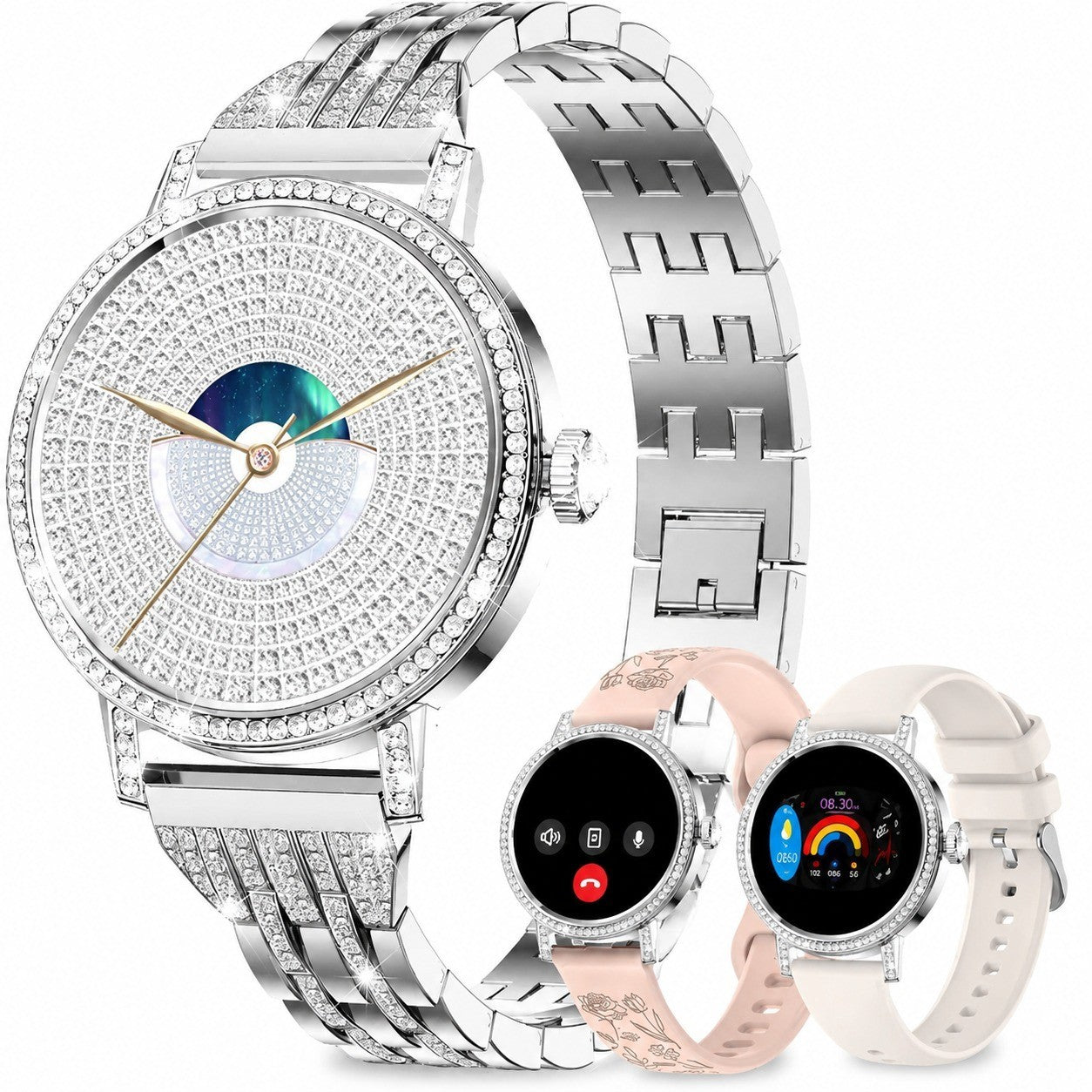 Women's Smartwatch 1.27" HD Touchscreen, 3 Interchangeable Straps, Fitness Tracker