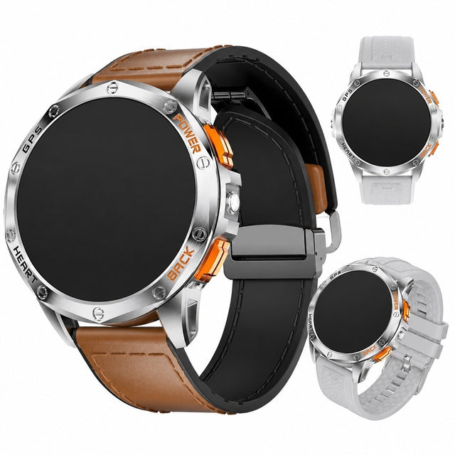 Men's GPS Smartwatch with Calls, 5ATM Waterproof, 1.43" AMOLED, LED Flashlight, Activity Tracker