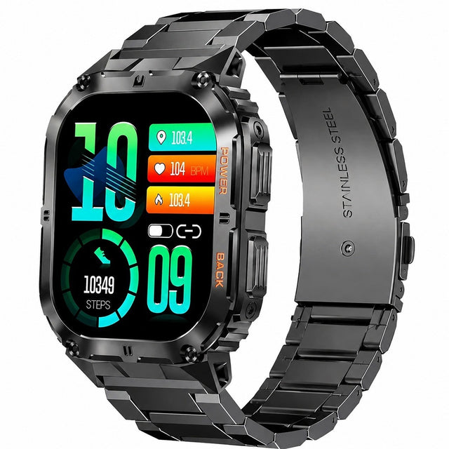 Men's Smartwatch with Bluetooth Calling, Blood Pressure & Heart Rate Monitor, AMOLED Touchscreen, 3 Straps