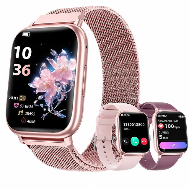 Women's Smartwatch with Bluetooth Calling, 1.83" HD Screen, Heart Rate Monitor, IP68, Pink