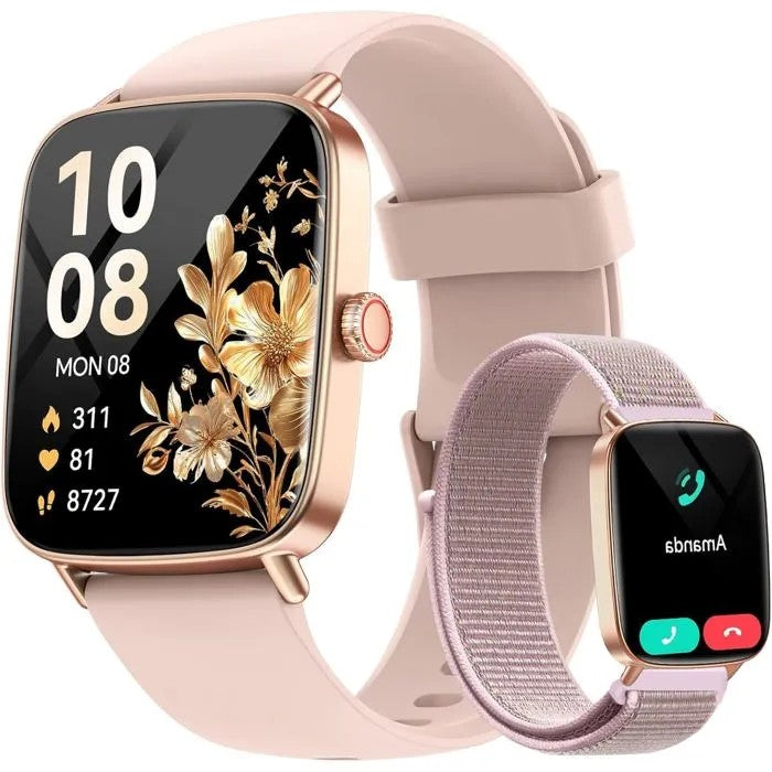 Women's Smartwatch with Bluetooth Calling, 1.85" Touch Screen, 120+ Sport Modes, Heart Rate Monitor, Compatible with iOS/Android