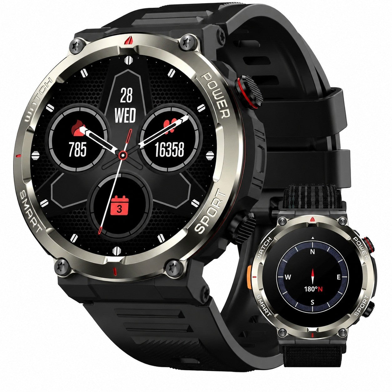 Men's Smartwatch with Bluetooth Calls, 960mAh Battery, Compass, Flashlight, 100+ Sports Modes, Heart Rate