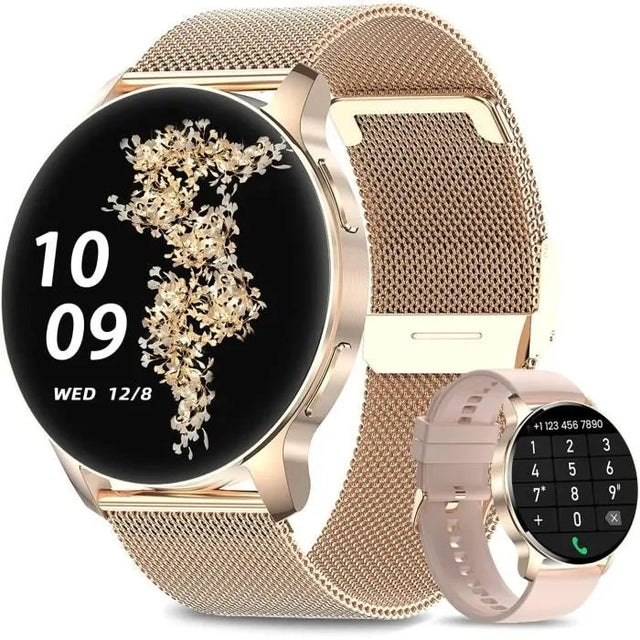 Women's Smartwatch with Bluetooth 5.1, 1.32" HD, Heart Rate, Sleep Tracking, Rose Gold