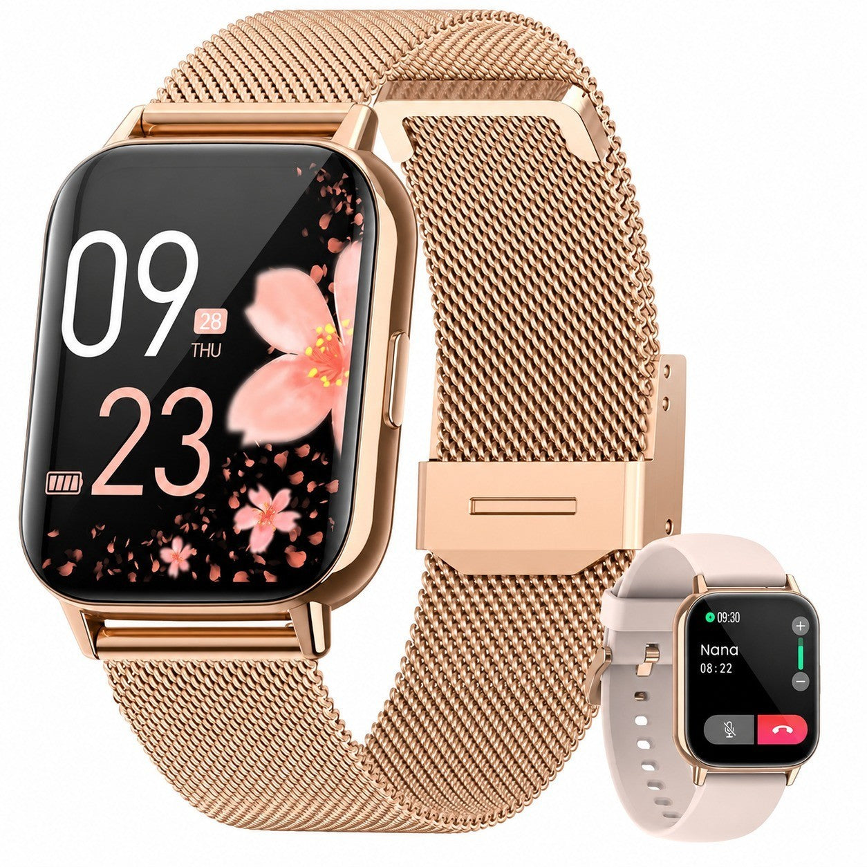 Women's Smartwatch, 1.83" HD Screen, Bluetooth 5.2 Calls, Heart Rate & SpO2 Tracker, Rose Gold