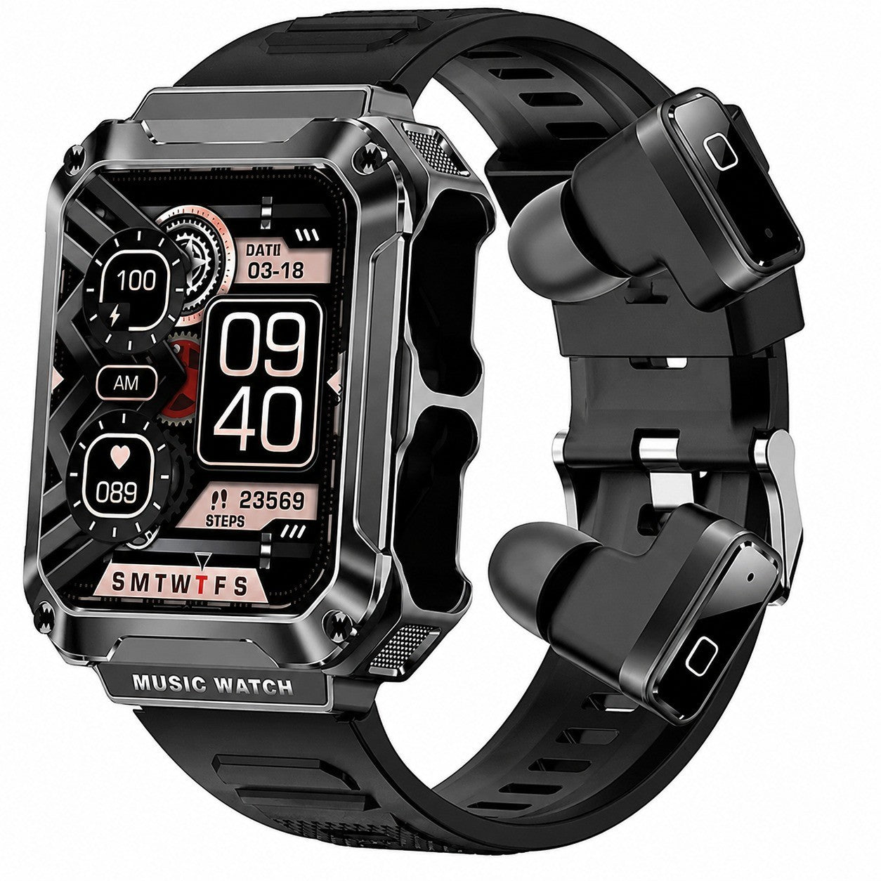 Smart Watch with Bluetooth Headphones, Activity Tracker, Waterproof Sports Watch, Fitness Monitor