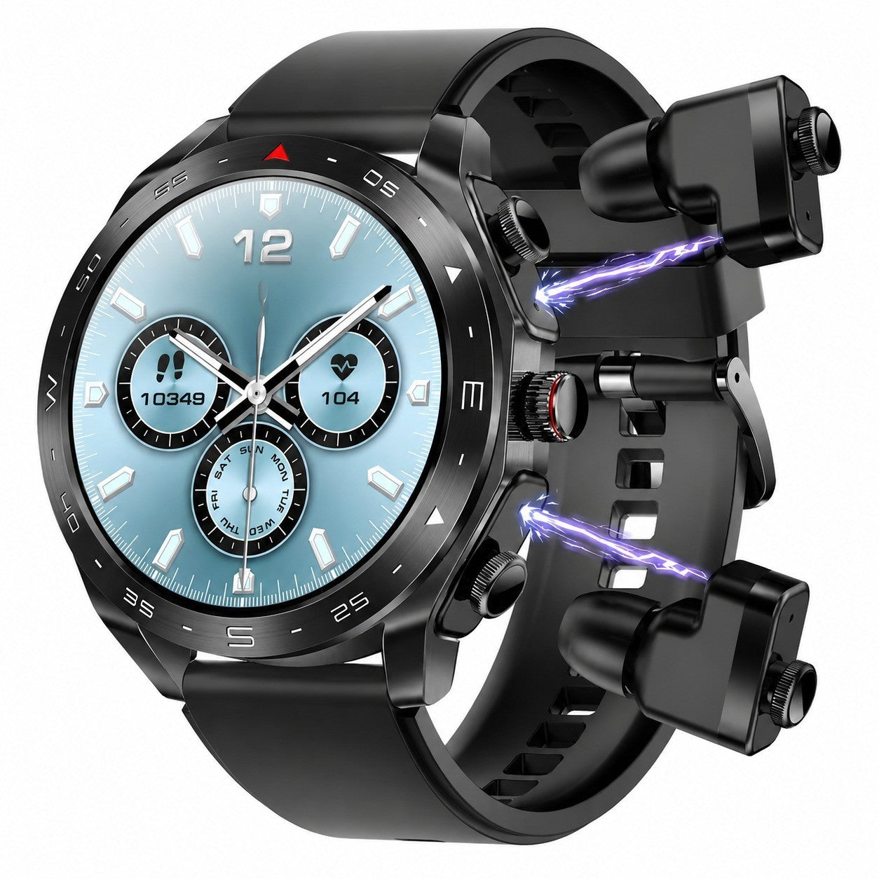 Smartwatch with Earphones, 1.52" IPS Screen, Rugged Fitness Tracker, IP67 Waterproof, Black