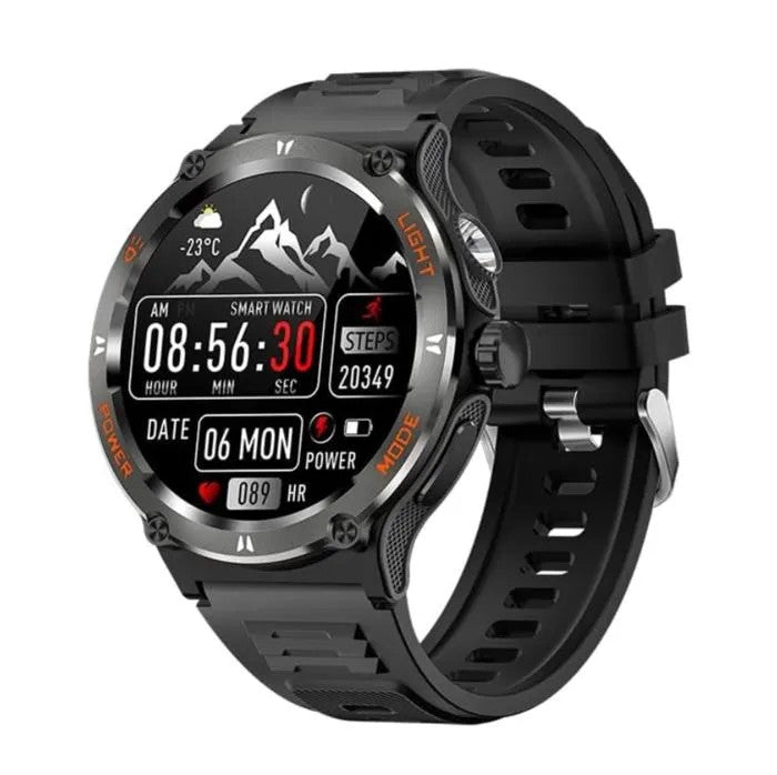 Outdoor Sport Smartwatch, 1.53" HD Touchscreen, 3ATM Waterproof, Black