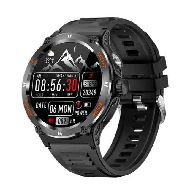 Outdoor Sport Smartwatch, 1.53" HD Touchscreen, 3ATM Waterproof, Black
