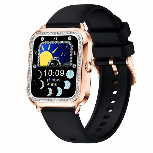 Women's Smartwatch with Bluetooth Calls, 1.59" Screen, Health Tracking, IP67 Waterproof, Black