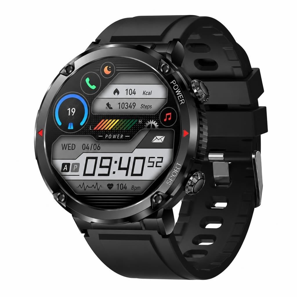 Men's Smartwatch with Bluetooth Calling, Large 600mAh Battery, Color Screen, Black