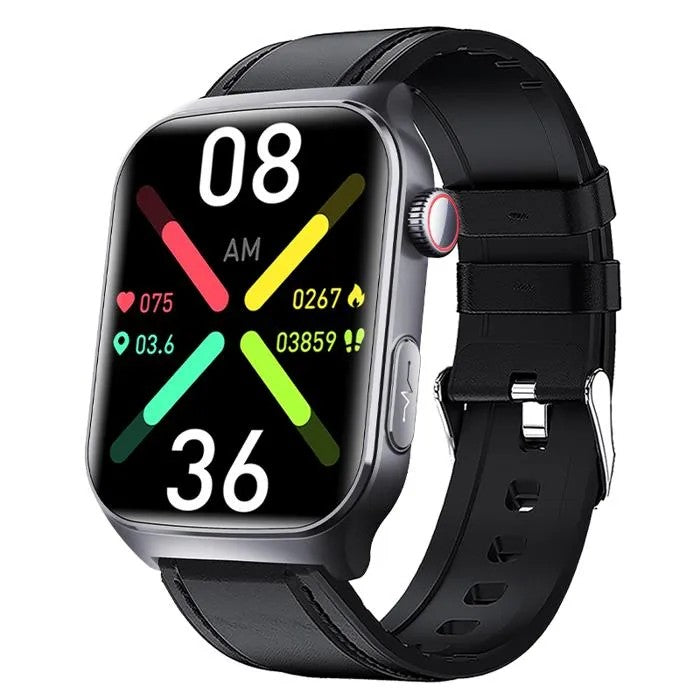 Smartwatch with ECG HRV Heart Rate Monitor, SOS Fall Detection, Black, 1.9" IPS Display, 52 Sports Modes