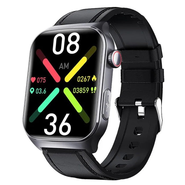 Smartwatch with ECG HRV Heart Rate Monitor, SOS Fall Detection, Black, 1.9" IPS Display, 52 Sports Modes