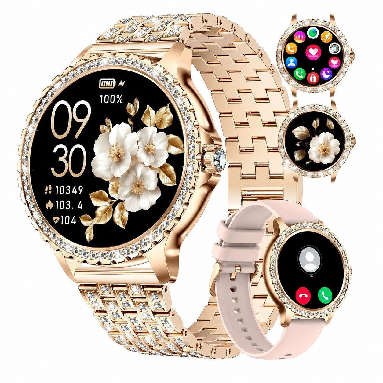 Women's Smartwatch, 1.32" Touchscreen, Rose Gold, Bluetooth Call, Heart Rate, Fitness Tracker