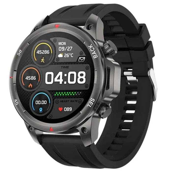 Smartwatch with Bluetooth Call, Heart Rate, Blood Oxygen, Blood Pressure, Flashlight, Compass, Black