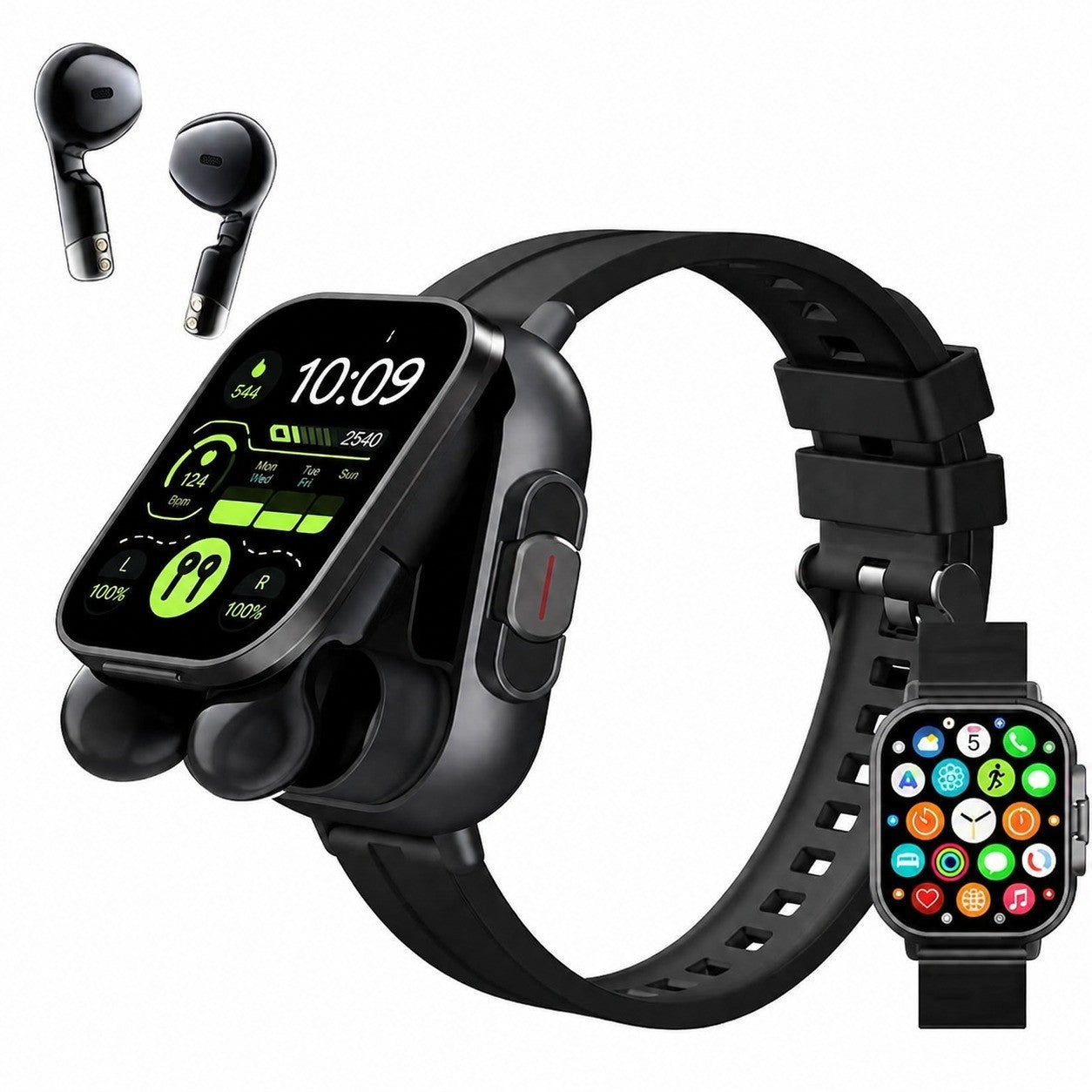 Smart Watch with Earphones, 2.01" HD Screen, IP67 Waterproof, 100+ Sports Modes, Activity Tracker