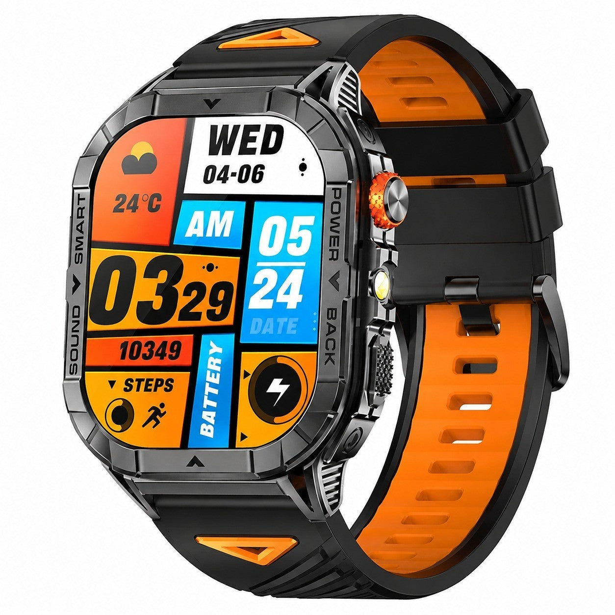 Smartwatch with 2.13" AMOLED Screen, Heart Rate, SpO2, IP68, 20 Sports Modes, Orange