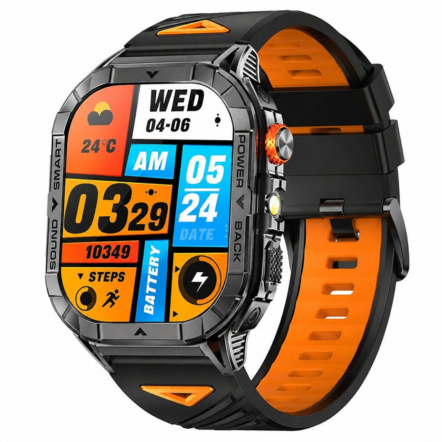 Smartwatch with 2.13" AMOLED Screen, Heart Rate, SpO2, IP68, 20 Sports Modes, Orange