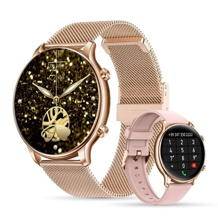 Bluetooth Smart Watch for Women, Touchscreen, Fitness Tracker with Heart Rate, Blood Pressure, Sleep Monitor, Compatible with iOS Android