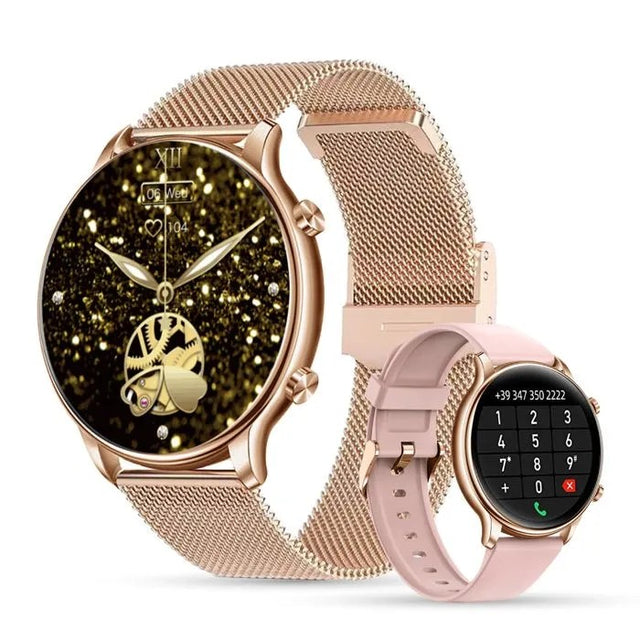 Bluetooth Smart Watch for Women, Touchscreen, Fitness Tracker with Heart Rate, Blood Pressure, Sleep Monitor, Compatible with iOS Android