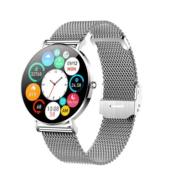 1.3" AMOLED Smartwatch, Silver, 30-Day Battery, IP67 Water Resistant, Health Tracker