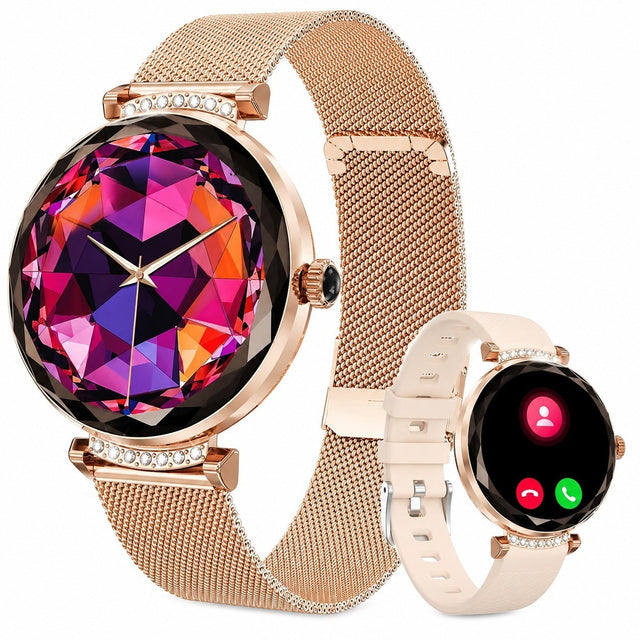 Women's Smartwatch, 1.19" AMOLED Screen, Heart Rate Monitor, Call & Notification Alerts