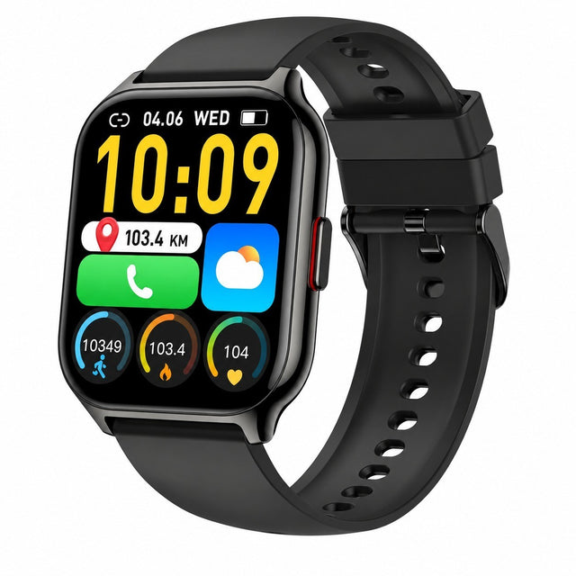 Smart Watch for Android iPhone, Bluetooth Call, Waterproof, Health Tracker, Heart Rate, Black