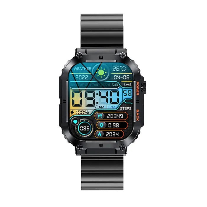 Military Smartwatch 100M Waterproof, 70 Days Standby, Black, Rugged Titanium Alloy