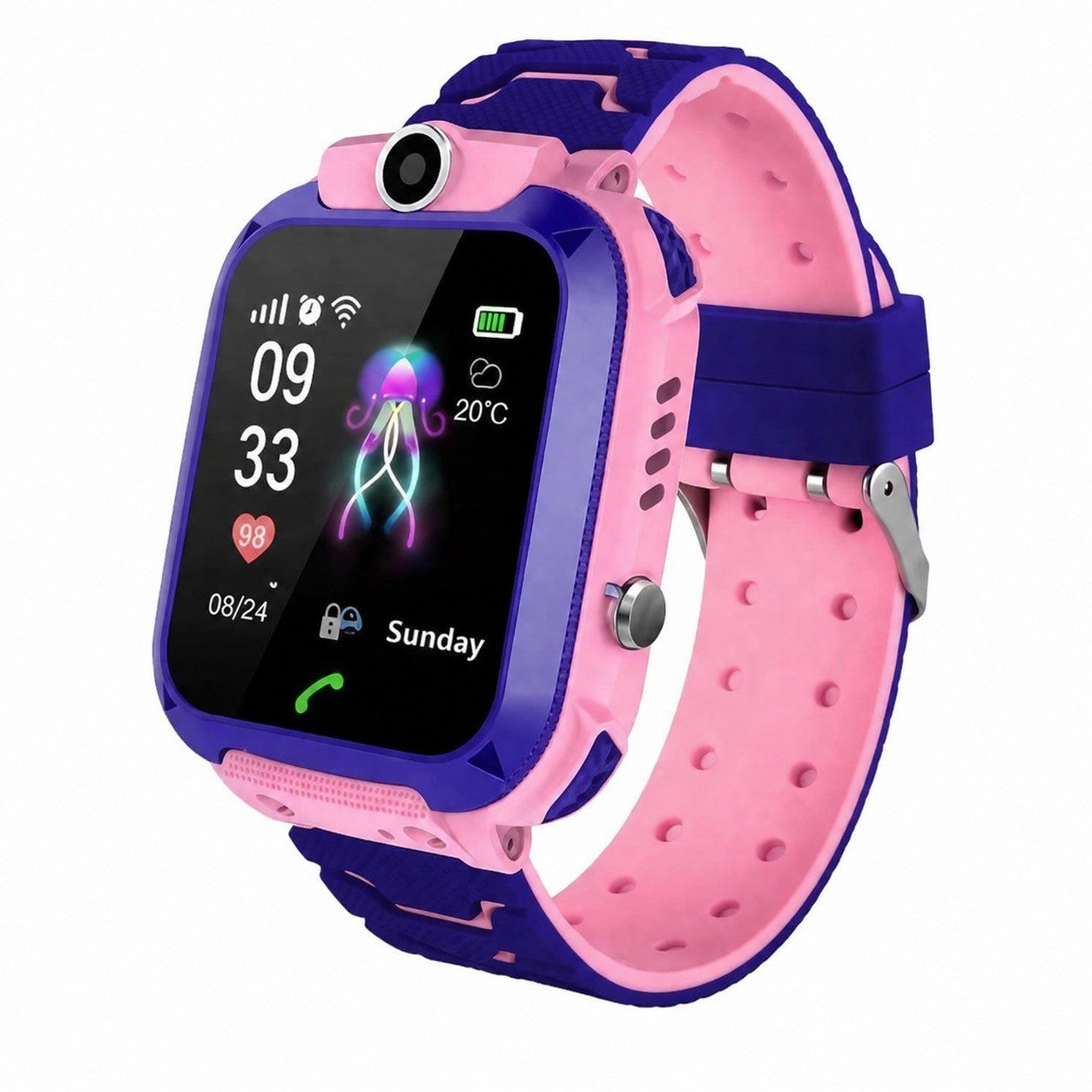 Kids Waterproof Smart Watch, LBS Tracker, SOS Safety, Blue/Pink, IP67, Anti-Loss