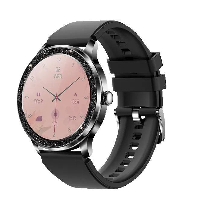 Smartwatch for Women, 1.32-Inch Circular Display, Heart Rate Monitor, IP67, Black Gray Pink