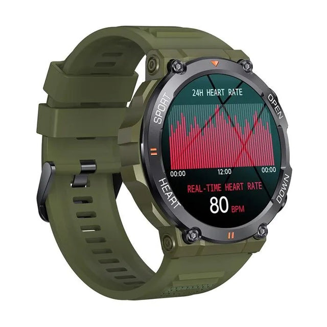 Smartwatch, K56 Pro, Heart Rate Monitor, Sleep Tracker, 4G, Green, Leather Strap