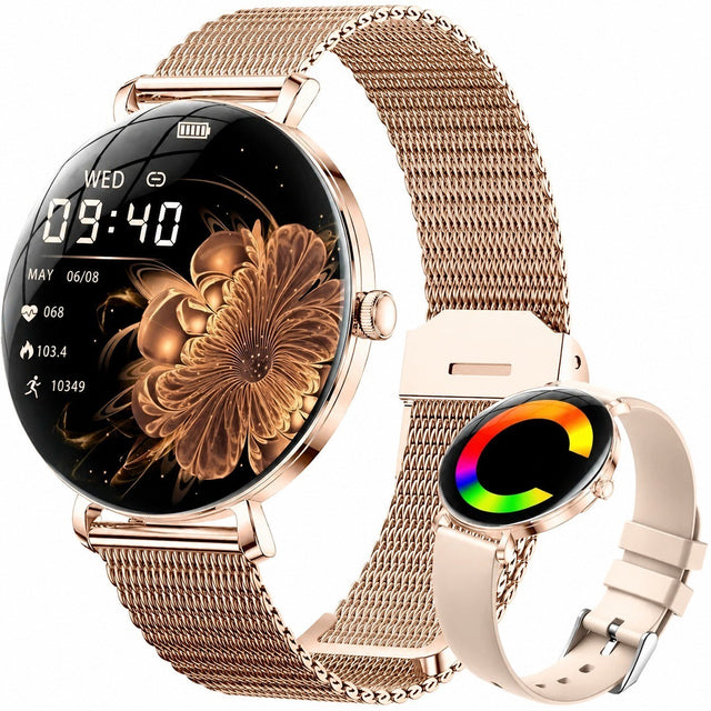Women's Smartwatch with Bluetooth Calling, 1.43" AMOLED, IP68 Waterproof, 100+ Sports Modes