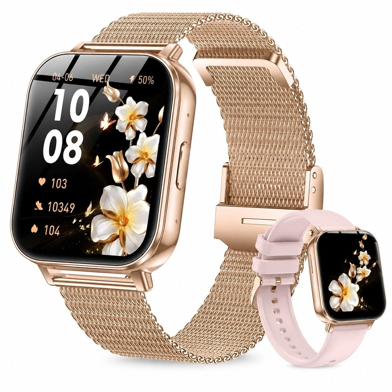 Women's Smartwatch, 1.83" HD Screen, Bluetooth Calling, Heart Rate/SpO2 Monitor, 1000mAh Battery