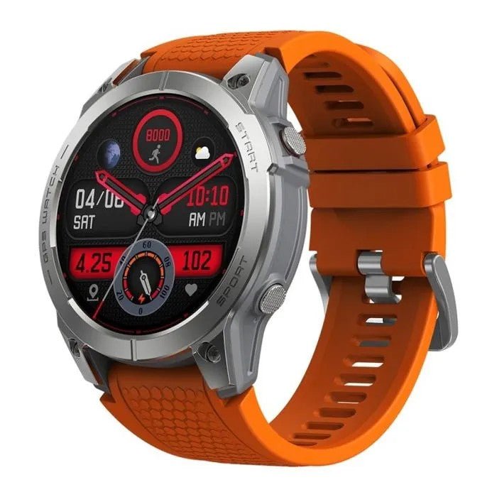 GPS Smartwatch, Ultra HD AMOLED, BT Calls, Black Orange, Compatible with Android iOS