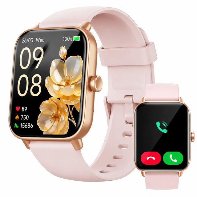 Women's Smartwatch with Bluetooth Calling, 1.85" HD, Heart Rate & Sleep Monitor, Alexa, IP68