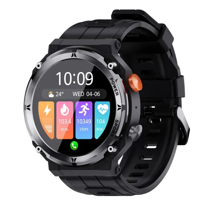 Waterproof Smartwatch 1.39" Touchscreen, Silver Black, FitCloudPro, ABS Metal, Sports Fitness