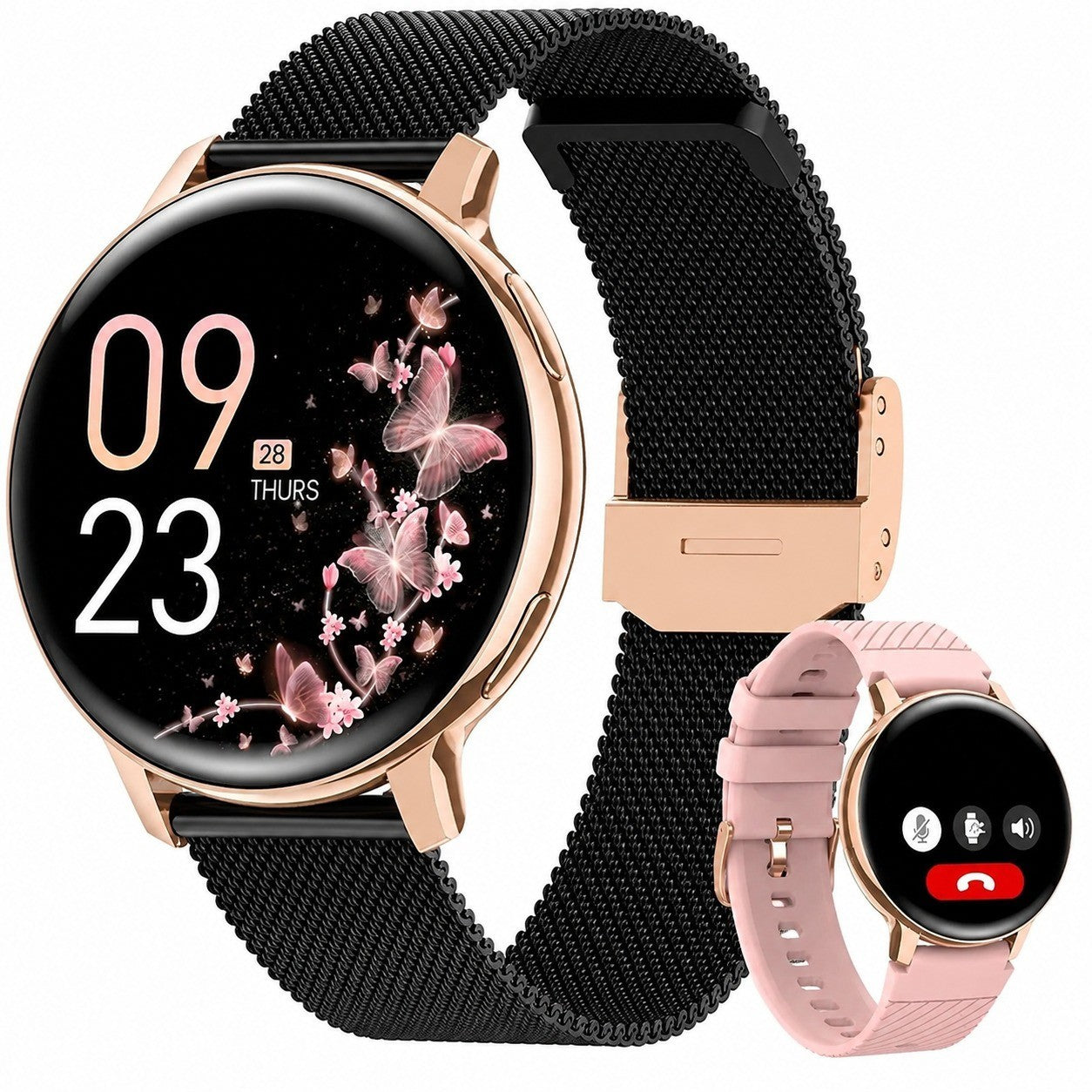 Women's Smartwatch 1.39" HD, Bluetooth Calls, 120+ Sports, Heart Rate, SpO2, Sleep, IP68, Gold/Black